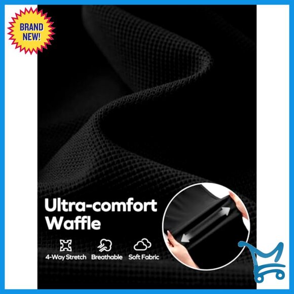 Wide Leg Work Pants with Elastic Waist, Waffle Texture, 26/28" Inseam - Picture 5 of 7